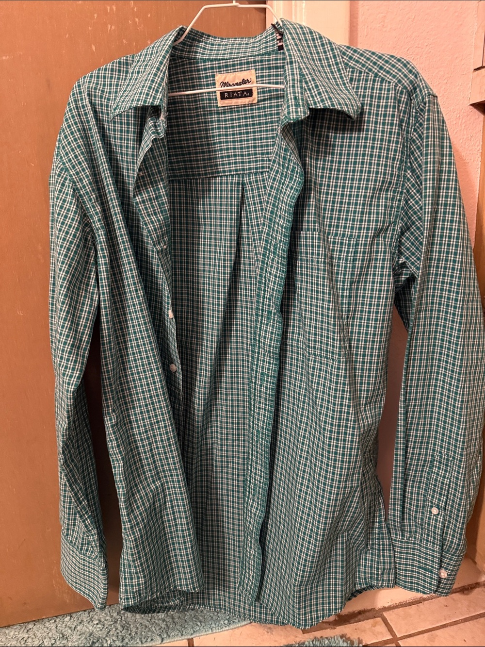 Wrangler Green Plaid Button-Down Shirt